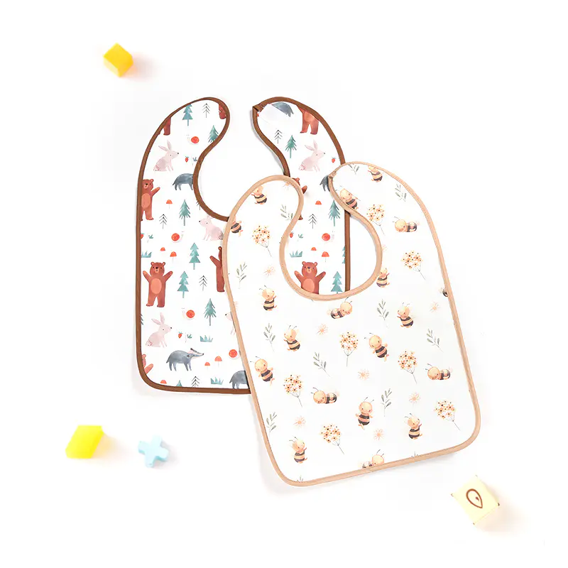 Bavoir bébé en PU imperméable à imprimé oiseau
