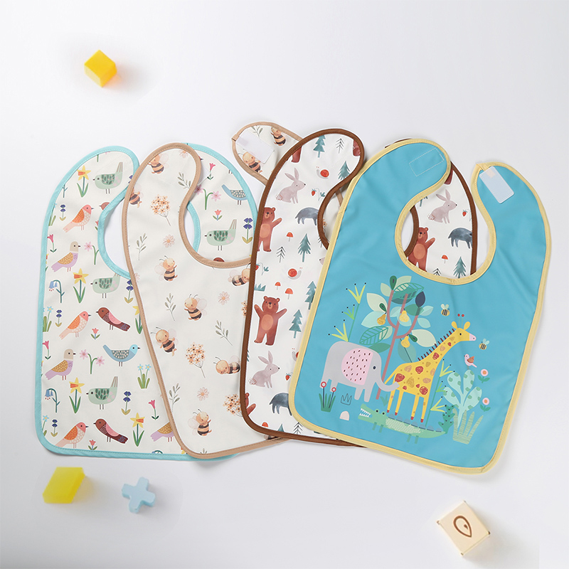 Bavoir bébé en PU imperméable à imprimé oiseau