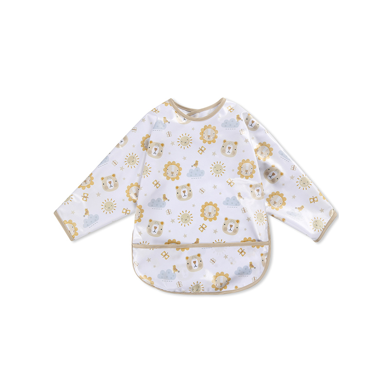 Bavoir imperméable à manches longues en PU pour bébé