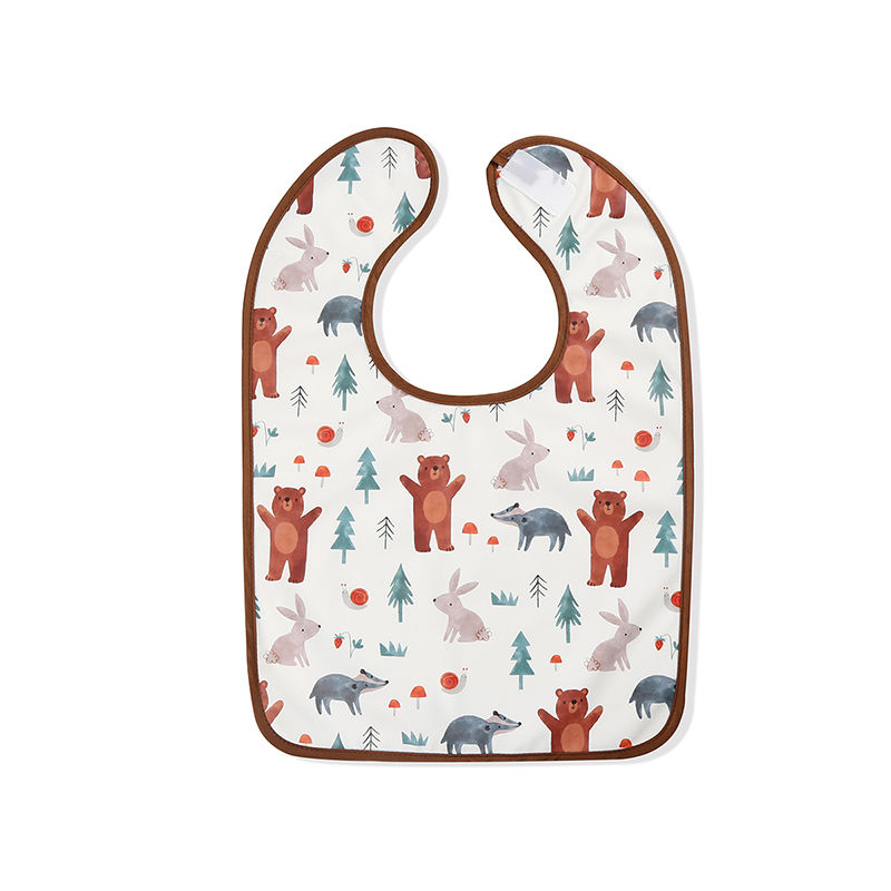 Bavoir bébé en PU imperméable à imprimé oiseau