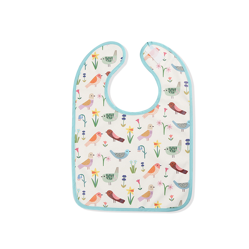 Bavoir bébé en PU imperméable à imprimé oiseau