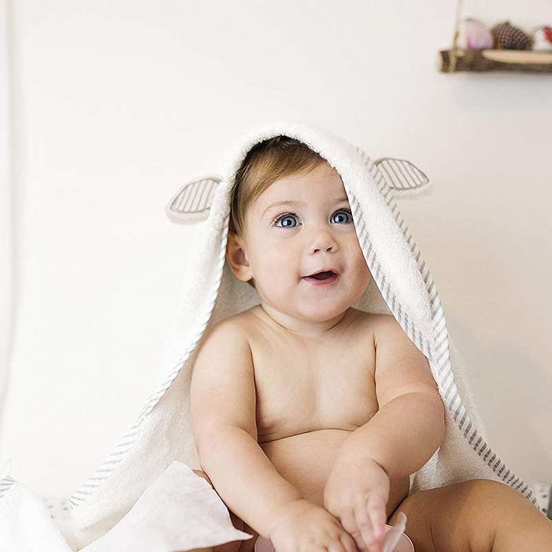 Serviette à capuche pour bébé 100 % coton haut de gamme