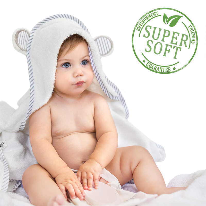 Serviette à capuche pour bébé 100 % coton haut de gamme