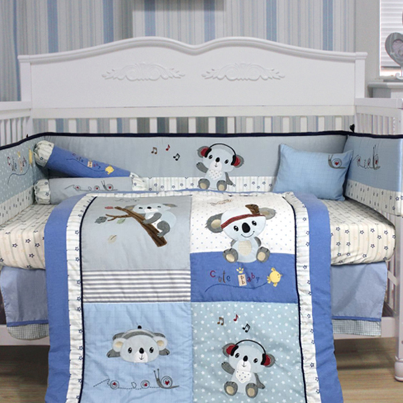 Ensemble de literie pour berceau à motif animal bleu Infant Sleep Essentials