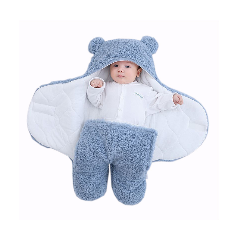 Couverture d'emmaillotage en peluche pour bébé style ours