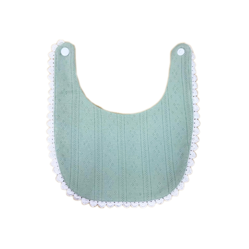 Bavoir pour nouveau-né en mousseline avec bordure en dentelle